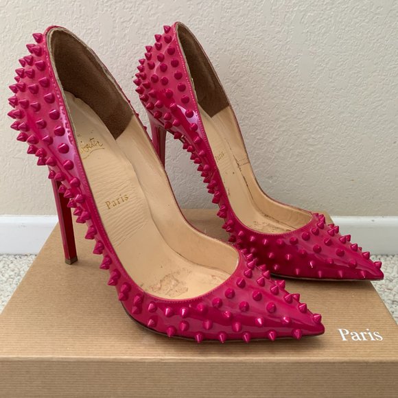 Christian Louboutin Pigalle Spikes 120 Patent Pink Grenadine Sz 41 EU / 11 US - Picture 4 of 16